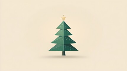 Obraz premium Minimalist Green Triangle Christmas Tree Graphic for Holiday Design