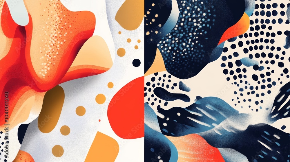Poster a collection of digital illustrations and graphic patterns, both abstract and modern.