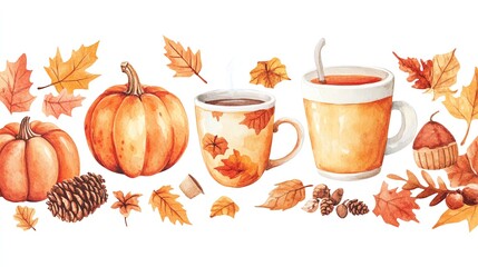 Isolated on white background clip art whimsical watercolor enchanted forest creatures with playful expressions and vibrant foliage