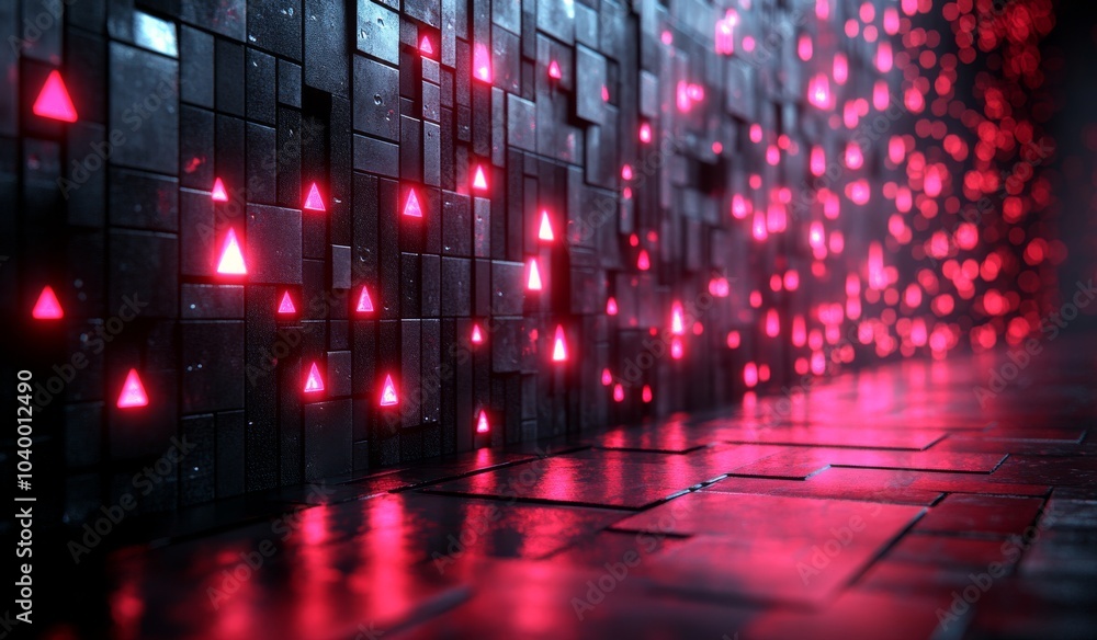 Poster 3d rendering of chaotic surface with futuristic polygonal shape. distorted low poly object with shar