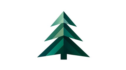 Obraz premium Minimalist Geometric Christmas Tree with Gradient Green Shapes