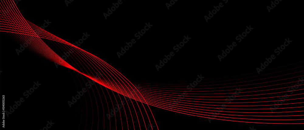 Poster abstract red line curve overlap on black design modern futuristic technology vector