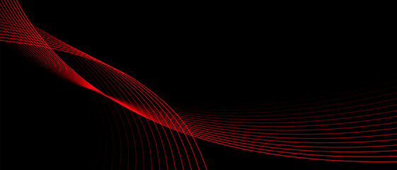 Abstract red line curve overlap on black design modern futuristic technology vector