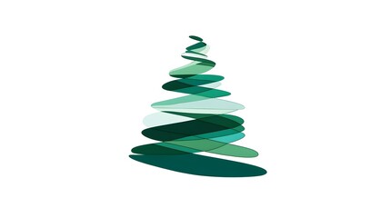 Obraz premium Minimalist Green Christmas Tree with Geometric Shapes
