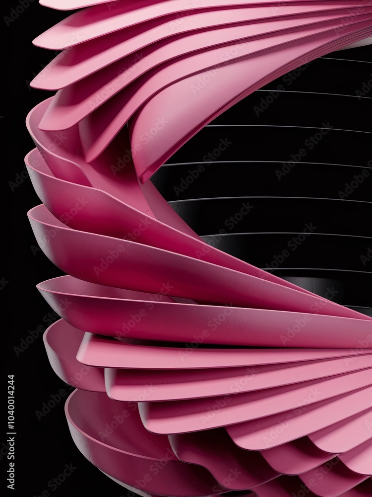 Poster abstract pink wave form: elegant curves and layers of deep pink create a mesmerizing abstract design