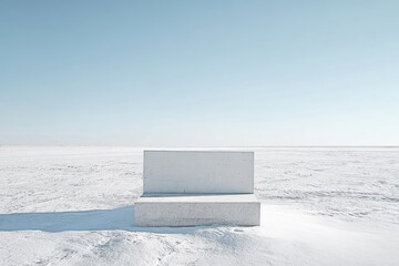 Concrete Bench in a White Landscape