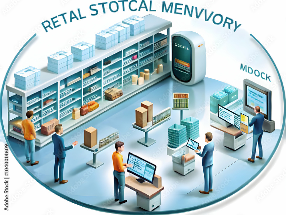 Poster retail staff using ai for inventory management in modern store - candid image of team with handheld 