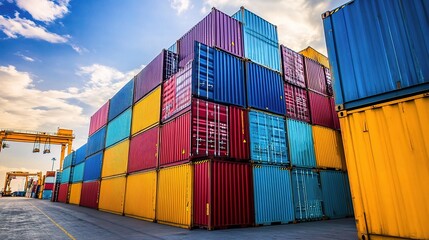 Fototapeta premium Colorful Cargo Containers at Shipping Yard