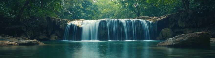 A beautiful waterfall surrounded by trees