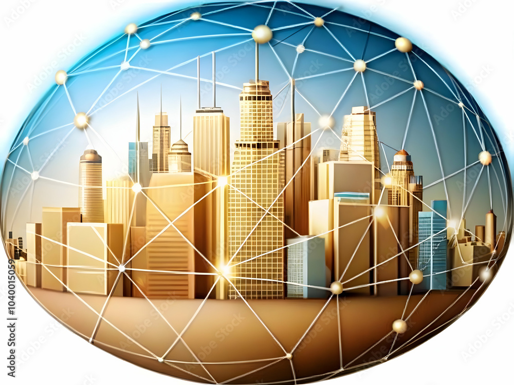 Poster plain grey background with abstract network lines intersecting symbolizing smart cities connections 