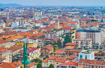 Fototapeta premium The top view of Citta Bassa, Bergamo, Italy