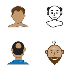 Hair loss color icon. Balding. Declining testosterone. Alopecia, baldness. Men aging. vector