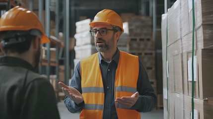 Warehouse Supervisor Providing Instructions for Seamless Team Coordination