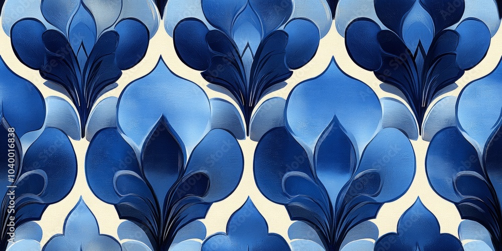 Poster blue flat vector logo design, featuring a sleek pattern with a color palette of deep navy and crisp 