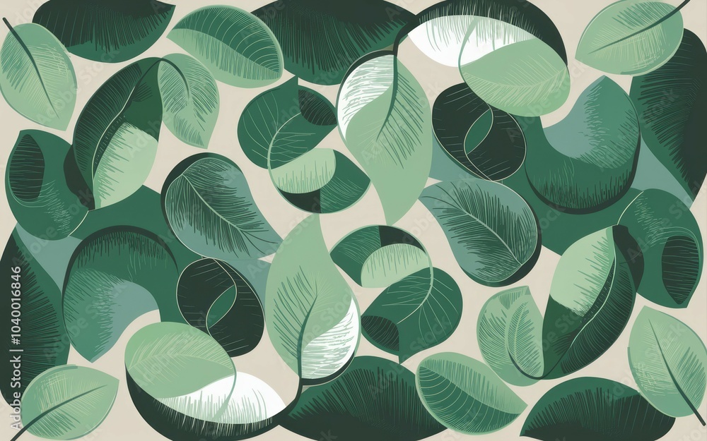 Aufkleber green leaf pattern. abstract background featuring an intricate pattern of overlapping green leaves o