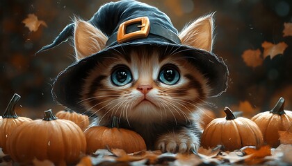 a kitten wearing a person hat

