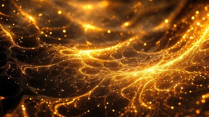Fototapeta premium A luxurious array of golden light particles swirling through dark space, creating a mesmerizing pattern of opulence and sophistication