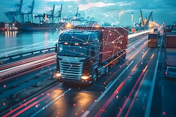 Fototapeta premium Modern Trucking: The Intersection of Logistics and Technology