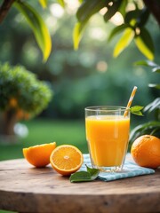 ORANGE JUICE ON THE TABLE WITH A BEAUTIFUL VIEW