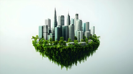 3D Levitating Urban Planning Model with Green Solutions | Floating City Model Tracking Shot Showcasing Sustainable Infrastructure, Eco-Friendly Design Elements, ESG Focused Urban Development