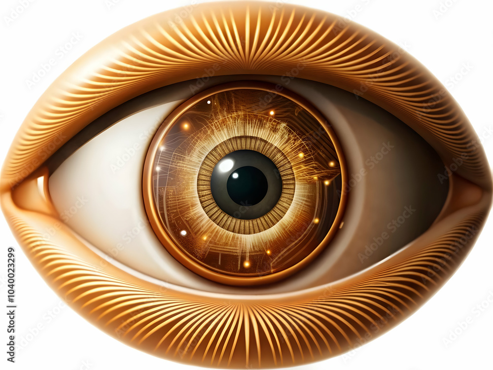 Poster close up human eye ai circuit pattern iris macro photograph intricate technology fusion human insigh
