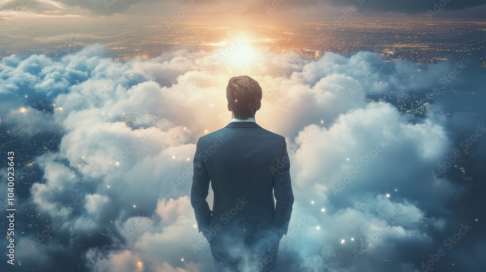 Poster business person discover the future of cloud computing with latest insights and elevate business by 