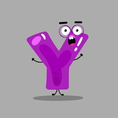 Cartoon alphabet font y,cute funny character for kids , Y vector image. Happy smiling alphabet with face .