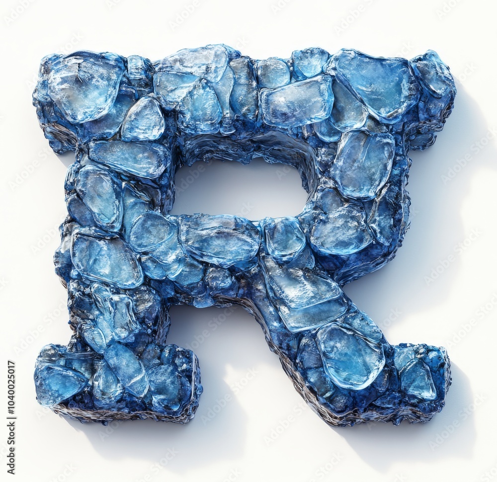 Fototapete alphabet made of ice isolated on a white background. we use real photos of frozen letters to create 