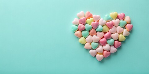 Obraz premium Heart Candies in Minimalist Style - Sweet Treats for Valentine's Day and Beyond