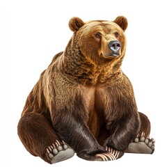 Fototapeta premium A realistic depiction of a brown bear sitting, showcasing its powerful build and natural fur texture.