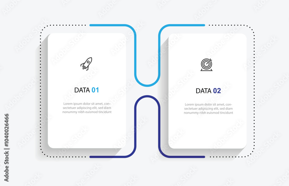 Aufkleber Modern template infographic vector element with 2 step line connected can be used for workflow, business information and presentation 