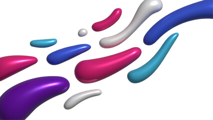 Dynamic 3D abstract wavy background, inflated balloon like forms in blue and purple colors, fluid shapes create a sense of motion and depth