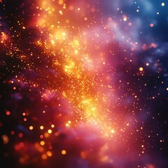Obraz premium Colorful bokeh lights on dark background for festive celebrations