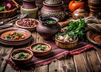 Fototapeta premium Heritage Days Feast: Celebrating Cultural Cuisine with Vibrant Dishes