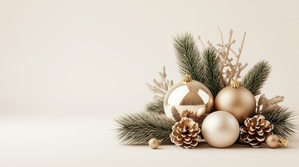 Chic 3D Christmas Icon in Luxury Tones on White Background for Modern Holiday Decor Concepts