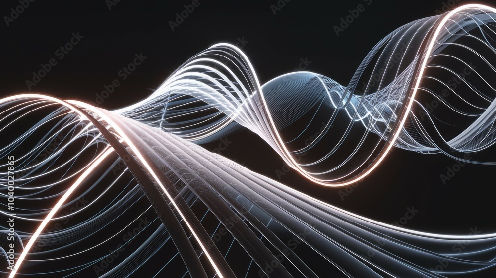 Poster abstract glowing lines. futuristic digital art with glowing lines forming abstract shapes against a 