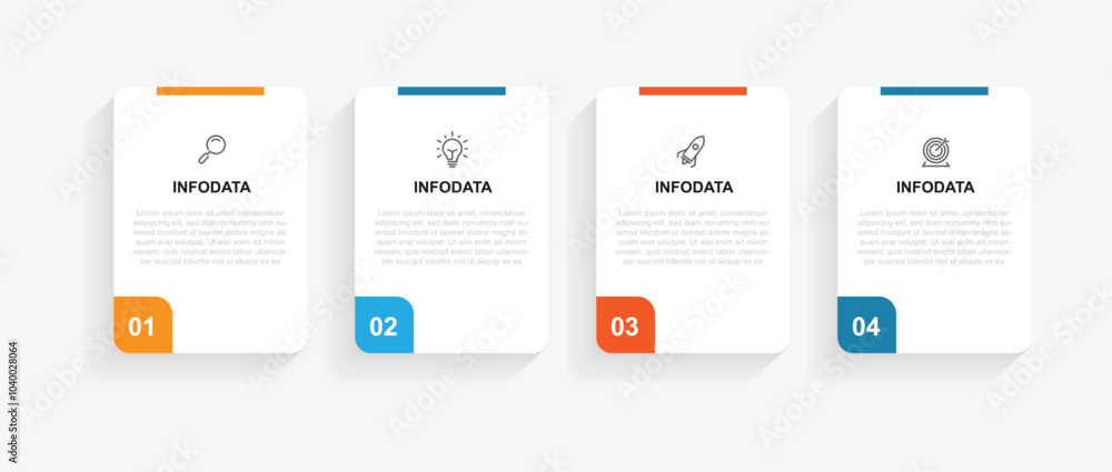 Poster Infographic template vector with 4 step process paper style 