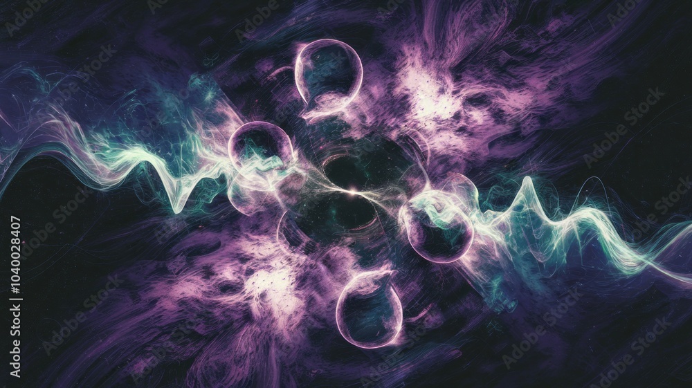 Poster cosmic nebula abstract. a vibrant abstract image of a cosmic nebula with swirling colors and glowing