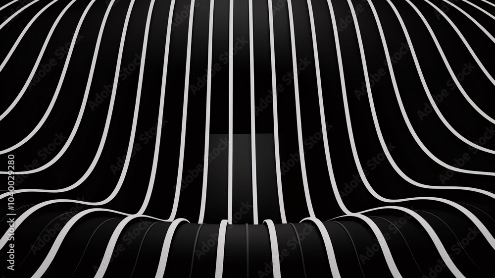 Poster abstract black and white curve lines pattern