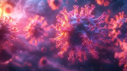 3drendered illustration of a virus visually captivating with intricate details and vibrant colors highlighting its complexity and scientific importance