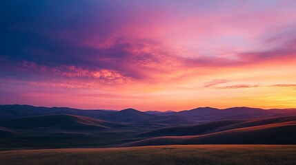 Obraz premium Tranquil hills at sunset