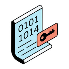 A flat design icon of binary data protection 