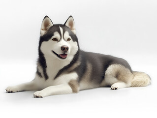 Fototapeta premium Photorealistic adorable Siberian Husky illustration