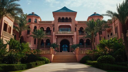 Fototapeta premium Stunning Luxury Mansion with Tropical Landscape