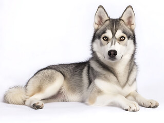 Fototapeta premium Photorealistic adorable Siberian Husky illustration