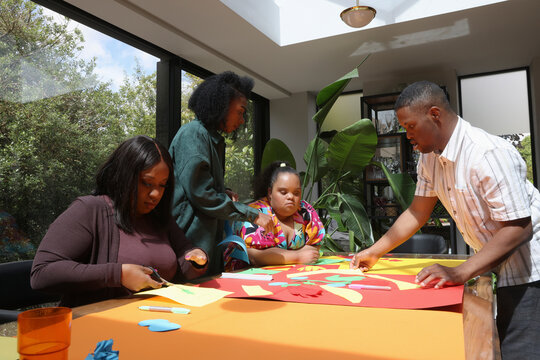Group of people doing arts and crafts