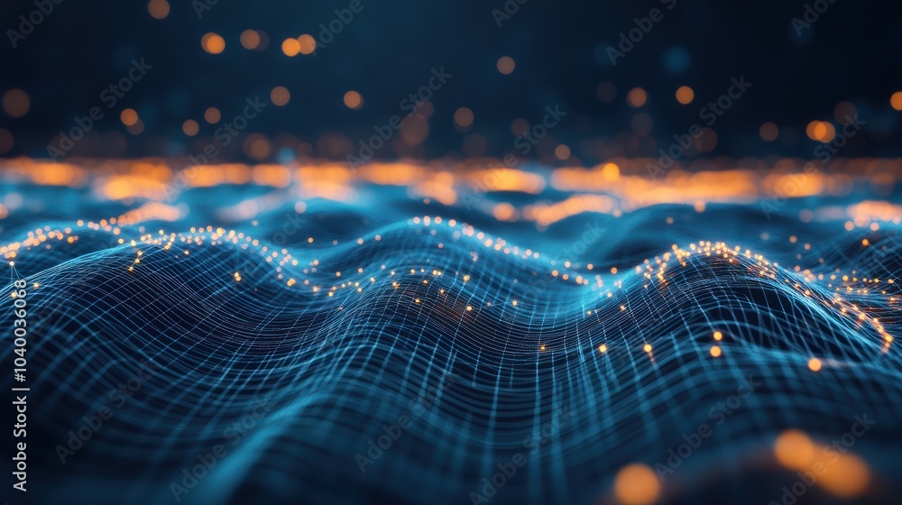 Poster data technology background. abstract background. connecting dots and lines on dark background. 3d re
