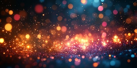 Fototapeta premium Colorful bokeh lights on dark background for festive celebrations