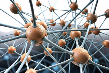 Close Up Human Neurons Connecting Digital Nodes Macro Image Illustrating Merging Biological Technological Networks Ample Space Available Stock Photo Concept