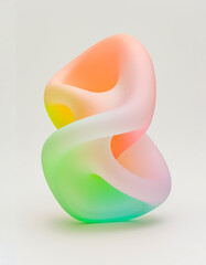 A vibrant abstract sculpture with smooth, fluid shapes and soft pastel gradients of green, orange, and pink, creating a modern and minimalistic aesthetic
